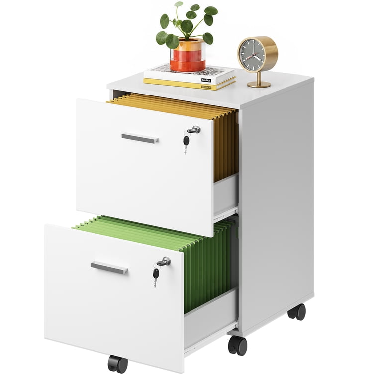 GALAXHERO 2-Drawer Mobile Filing Cabinet with Lock, White photo 6