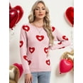 thumbnail image 3 of Heart Sweaters for Women Knit Warm Pullover Sweater Cute Heart Printed Valentine's Day Sweater Shermie, 3 of 9