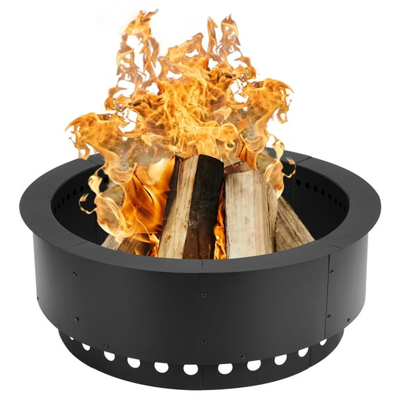 Aoodor 36" Wood Burning Smokeless Fire Pit Ring, Double-Layer Metal Fire Pit Insert for Backyard Bonfire & Outdoor BBQ