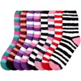 thumbnail image 2 of Women's Super Fuzzy Crazy Colorful Fun Cute Cozy Striped Socks - 8 Pairs - Assortment S2, 2 of 5