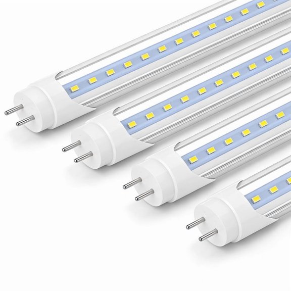 JESLED T8 4ft LED Light Bulbs 22W Fluorescent Tube, Ballast Bypass, 5000K Daylight, 2400 Lumens, 4-Pack