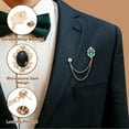 thumbnail image 3 of Uxcell Gem Hanging Chain Brooch Pins Men's Gem Brooch Suit Pins Gold Tone Black, 3 of 7
