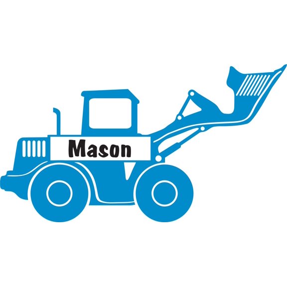 Personalized Name Vinyl Decal Sticker Custom Initial Wall Art Personalization Children Boy Bedroom Construction Truck Heavy Equipment Digger Toy 12 Inches X 18 Inches