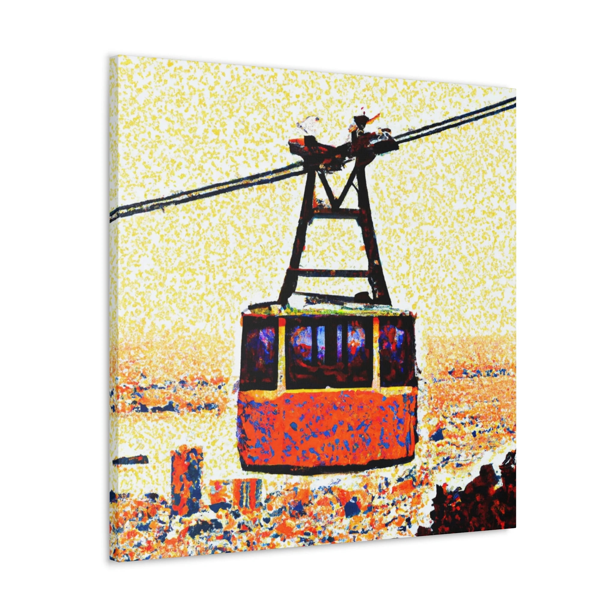 Cable Car Pointillism - Canvas