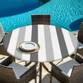 thumbnail image 5 of Grey Striped Round Tablecloth 45-54 Inch Round Fitted Table Cloth with Elastic Edge, Geometric Ombre Vertical Stripes Minimalist Waterproof Table Cover Protector for Outdoor Picnic Party Dining, 5 of 6