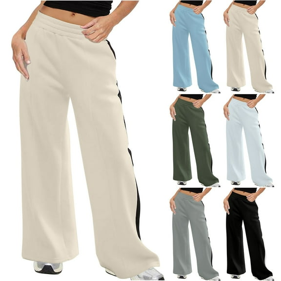 Sweatpants for Womens Fashion Plus Size High Waist Casual Pants Fitness Pants Solid Color Plus Size Running Fitness Wide-leg Pants Sports Pants Clearance Under 5$!