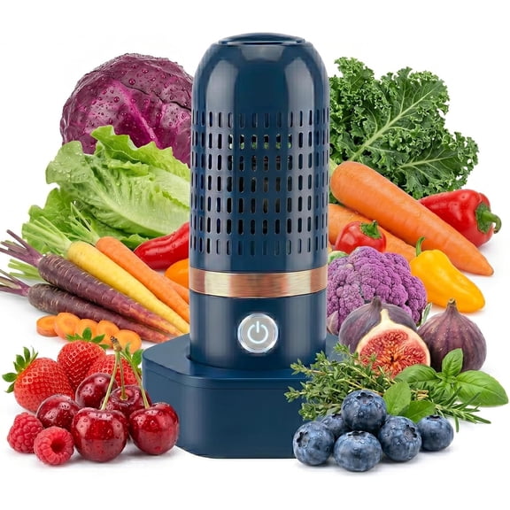 Purepod Produce Cleaner - Portable Fruit and Vegetable Washing Machine, Cordless OH-ion Purifier, IPX7 Waterproof (Blue)