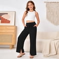 thumbnail image 4 of Staki Girl's Wide Leg Casual Linen Pants Elastic High Waisted Long Loose Trousers 4-14 Years,13-14 Years, 4 of 4