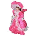 thumbnail image 3 of Muñeca de porcelana elegante coleccionable con cara de maquillaje esmaltado, muñeca de cerámica para vestir Rosa, 3 of 9