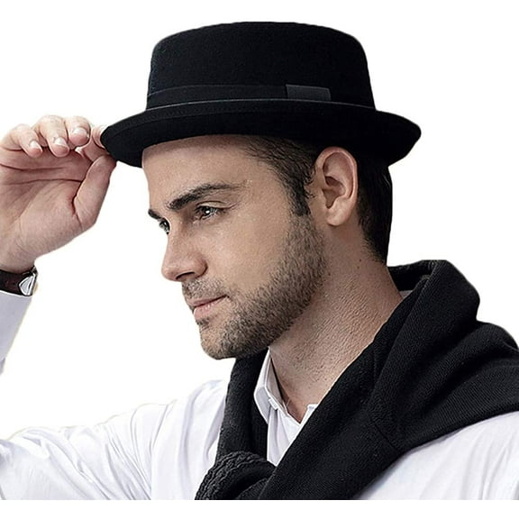 Pork Pie Hat Wool Felt Men's Porkpie Breaking Bad Hats Flat Top Mens Fedora