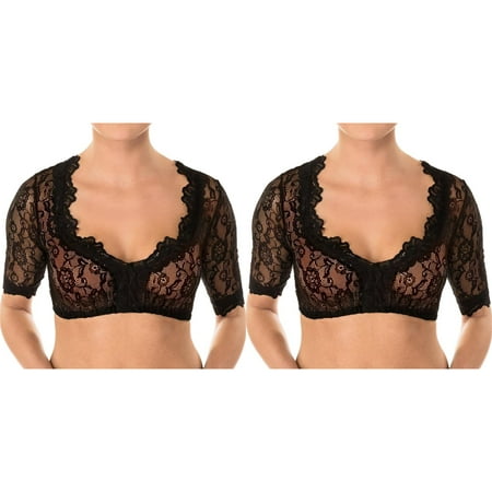 Wijhcboe 2 Pack Blouse Sexy Bustier Lingerie for Women For Oktoberfest Blouse Black Womens Valentine Tops Women s Dirndl Blouse Lace Push up Underwear for Women Dirndl Elegant Bustier Corset Li