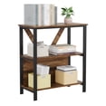 thumbnail image 1 of 3 Tier Bookshelf with LED Lights, Bookcase with Open Display Shelves, Wood and Metal Standing Bookshelf with Storage Rack for Living Room Bedroom Home Office, 1 of 9