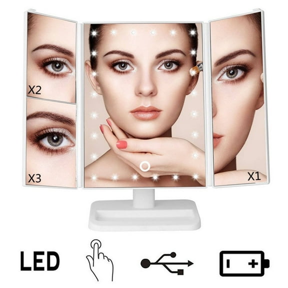 Makeup Mirror Mirror with Lights, 72 LEDs Makeup Mirror with 2X/3X/10X Magnifying, 3-Color Light up Mirror for Makeup, Touch Lighted