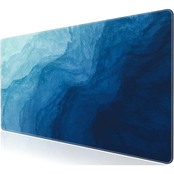 Blue Desk Mat Gaming Mouse Pad XXL Large Mouse Pad Non-Slip Rubber Base Keyboard Pad Waterproof Desktop Mat for Laptop Computer Work Game Home Office-Blue Wave
