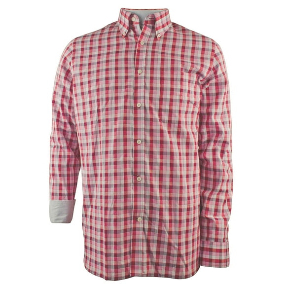 Men's Gingham Long Sleeve Oxford Shirt-R-Medium