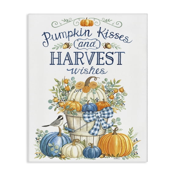 Stupell Industries Traditional Harvest Wishes Pumpkins Canvas Art, 16 x 20, by Deb Strain