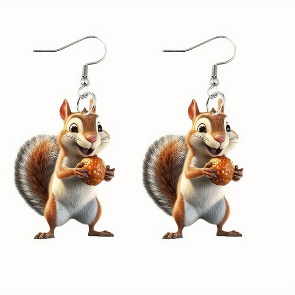 NICKSUN Acrylic Cute Squirrel Earrings Dangle Drop Jewelry Pets Novelty Funny Gift For Women Pets Lovers Charms Gifts