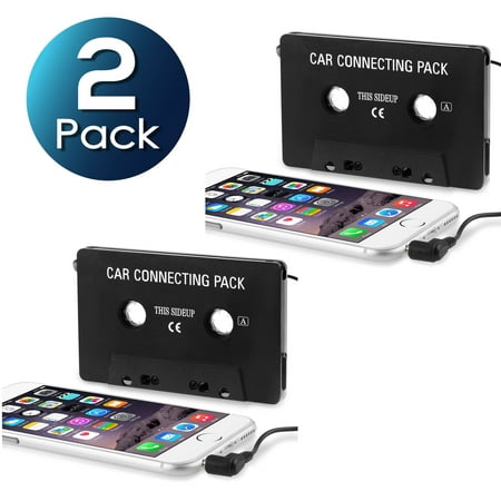 Insten 2 Pack Car Audio Cassette Adapter 3.5mm Cassette Adapter For iPhone 6S 6 SE 5S 5 5C Samsung Galaxy S9 S8 S7 S6 Edge Plus S5 HTC M9 M8 M7 Desire 530 626 LG G4 G3 G5 G6 K7 G Stylo 2 3 Aristo