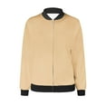 thumbnail image 5 of ZQGJB Lightweight Bomber Jacket for Women Plus Size Casual Full Zip up Long Sleeve Windbreaker Trendy Oversized Baggy Moto Outwear Coat with Pockets Beige XXXXL, 5 of 5