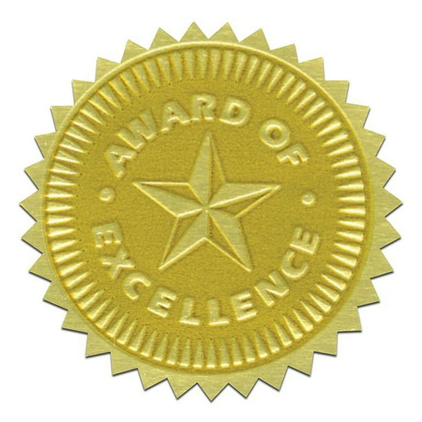 GOLD FOIL EMBOSSED SEALS AWARD OF EXCELLENCE