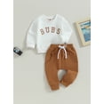 thumbnail image 3 of xiaxaixu 2Pcs Baby Boy Fall Outfits Long Sleeve Letter Print Sweatshirt + Pants Set Toddler Clothes, 3 of 8