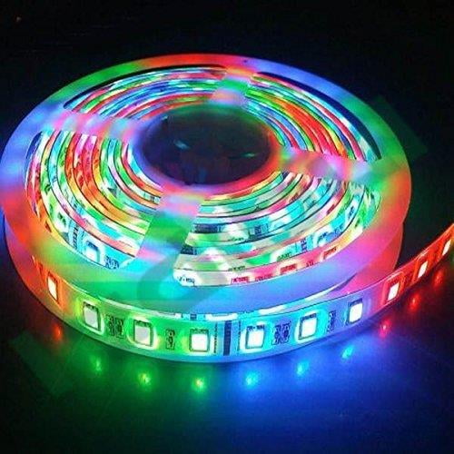 Naladoo Led Strip Lights Kit 5M/16.4Ft Flexible SMD 3528 300Leds RGB Color Changing Flexible Led Light Strip Tape Lights with 44Key IR Remote Control for Party Home Decor 