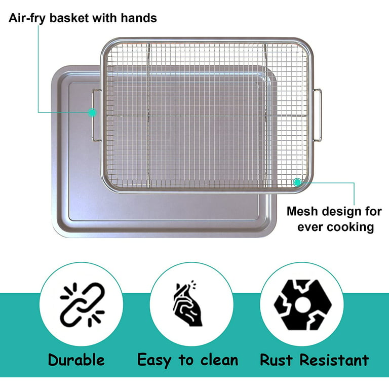 Ericair Air Fryer Basket for Oven, 15.4 x 11.5 Stainless Steel Oven Air  Fryer Basket and Tray, Large Capacity Air Fryer Tray, Non-stick Mesh Basket