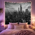 thumbnail image 2 of Spired Tower Above City Buildings with Light Rays, Dramatic Minimalist for Cityscape Fans, Urban Wall Art, Housewarming Gift, Tapestry Wall Hanging for Bedroom and Living Room, 2 of 7