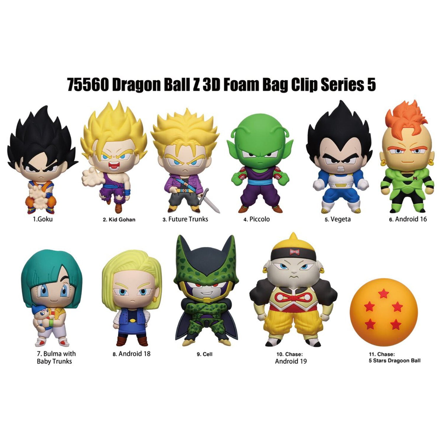 Dragon Ball Z Series 5 3D Foam Bag Clip Random 6-Pack - Walmart.com