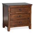 thumbnail image 2 of Odell Nightstand, 3 Drawers, Bronze, Rustic Dark Brown Solid Wood, 2 of 7