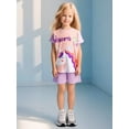 thumbnail image 3 of Emy Dola Toddler Girls Short Sleeve Outfits 2pcs 2-7 Years Kids Unicorn Graphic Casual T-shirt + Shorts Set, 3 of 3