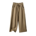 thumbnail image 3 of Cutuoiiu Womens Solid Color Plus Size Casual Pants High Waist Loose Fit Palazzo Pants with Pockets for Summer Vacation, 3 of 7