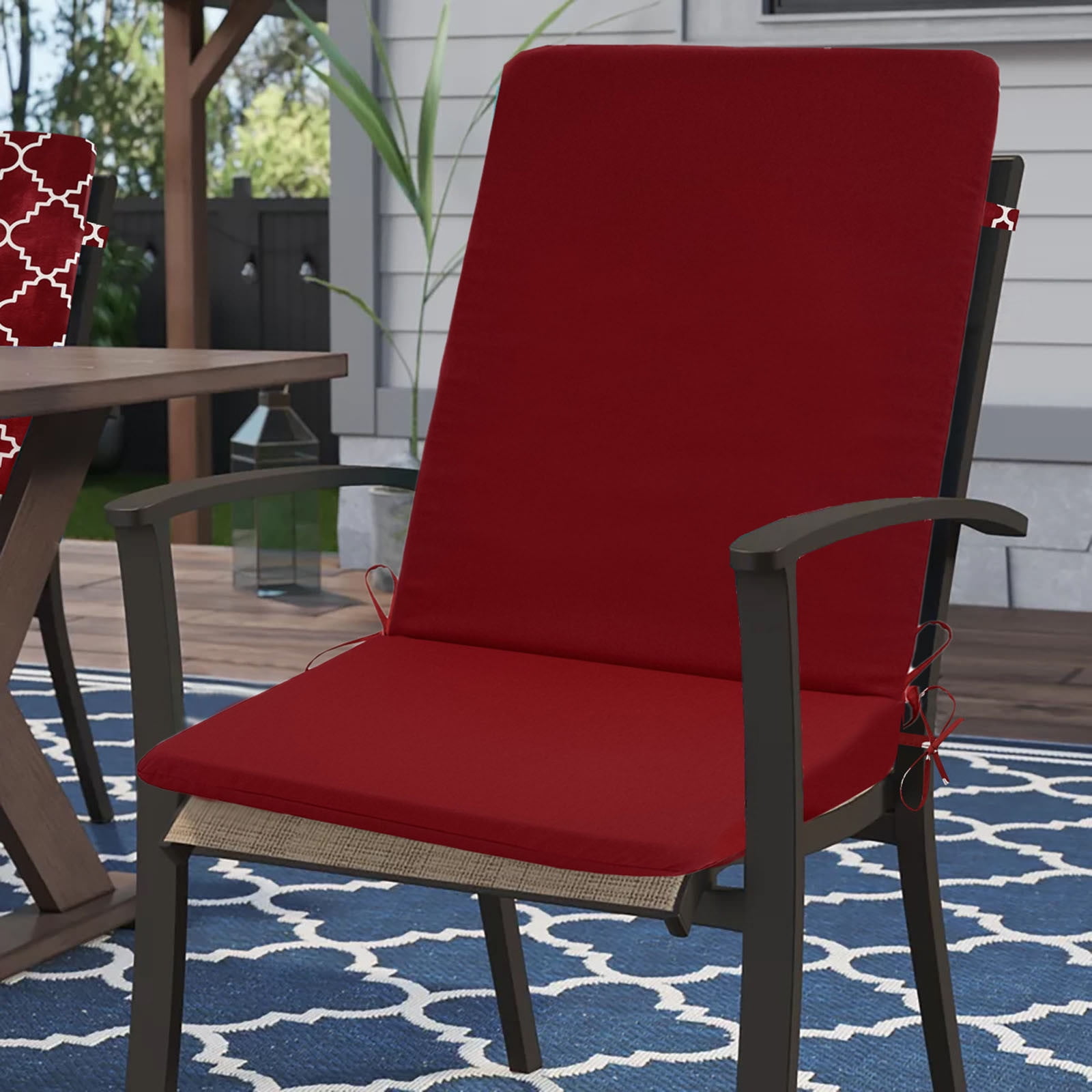High Back Chair Cushion with Foam Fill,Waterproof,Fade-Resistant Patio Dining Chair Cushion,Indoor/Outdoor Use,Washable Chaise Lounge Seat Cushion for Lawn,Deck,and Garden Furniture