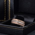 thumbnail image 4 of Jewelry Avalanche Dome Hammered Rose Gold IP Tungsten Mens Eternity Wedding Band, White CZ Anniversary Ring size 10, 4 of 4