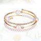 thumbnail image 4 of Pulsera de perlas y diamantes de imitación multicapa con circonitas para mujeres, novias y niñas (dorada), 4 of 7