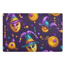 Colorful Mardi Gras Masks and Beads Floor Door Mat Outdoor Indoor for Home Entrance Welcome Mats 32"x20"
