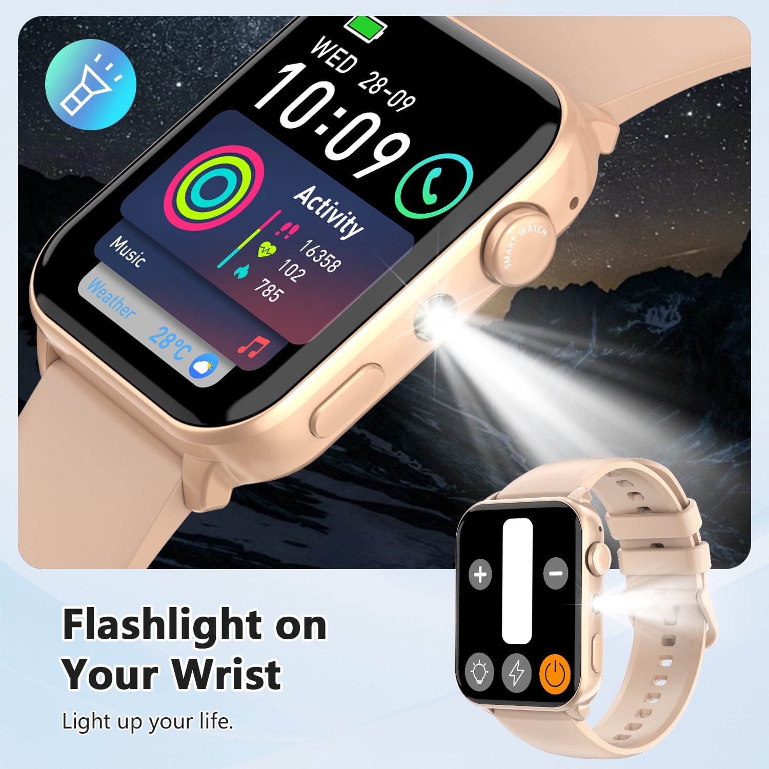 Blackview 1.91-inch Women's Smartwatch with Answer/Make Calls/100+ Sports Modes/Message Reminder/IP68 Waterproof,fits for Android iPhone Devices,Pink