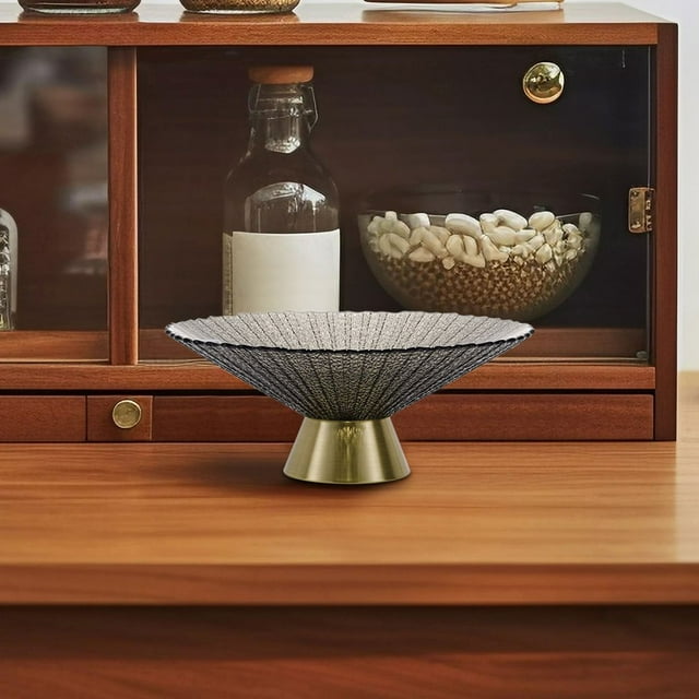 MesaSe Glass Fruit Bowl Clear Round Fruit Bowl - Decorative Bowls for Home Décor - Centerpiece Bowl for Entryway Table Candy Dish and Essentials Display - Glass Bowl Decorative - Foot