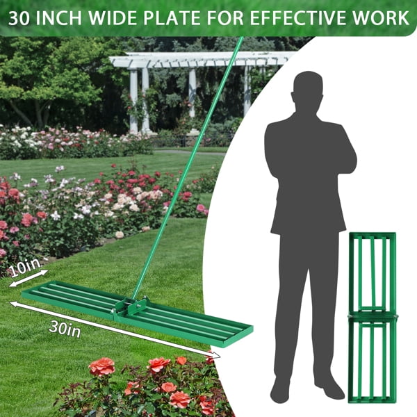 Lawn Leveling Rake,30-inch Heavy-duty Steel Leveler Tool with 75'' Extended Handle for Yard & Garden