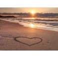 thumbnail image 2 of Frank, Assaf 32x25 White Modern Wood Framed Museum Art Print Titled - Heart shape drawn on sand at the beach, 2 of 4