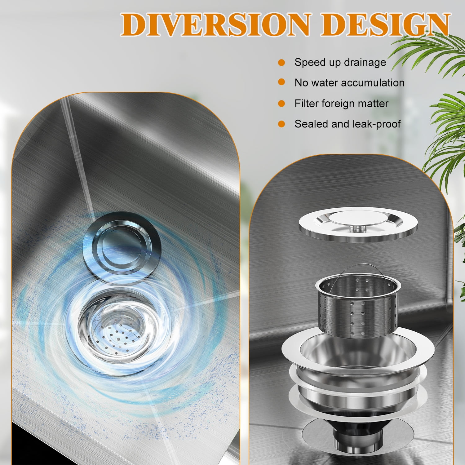 Cixusio Commercial Floor Mop Sink, Stainless Steel Mop Service Basin Laundry Room Slop Sink, Tub Utility Sink for Kitchen/Restaurant, Silvery (45x41x55cm)
