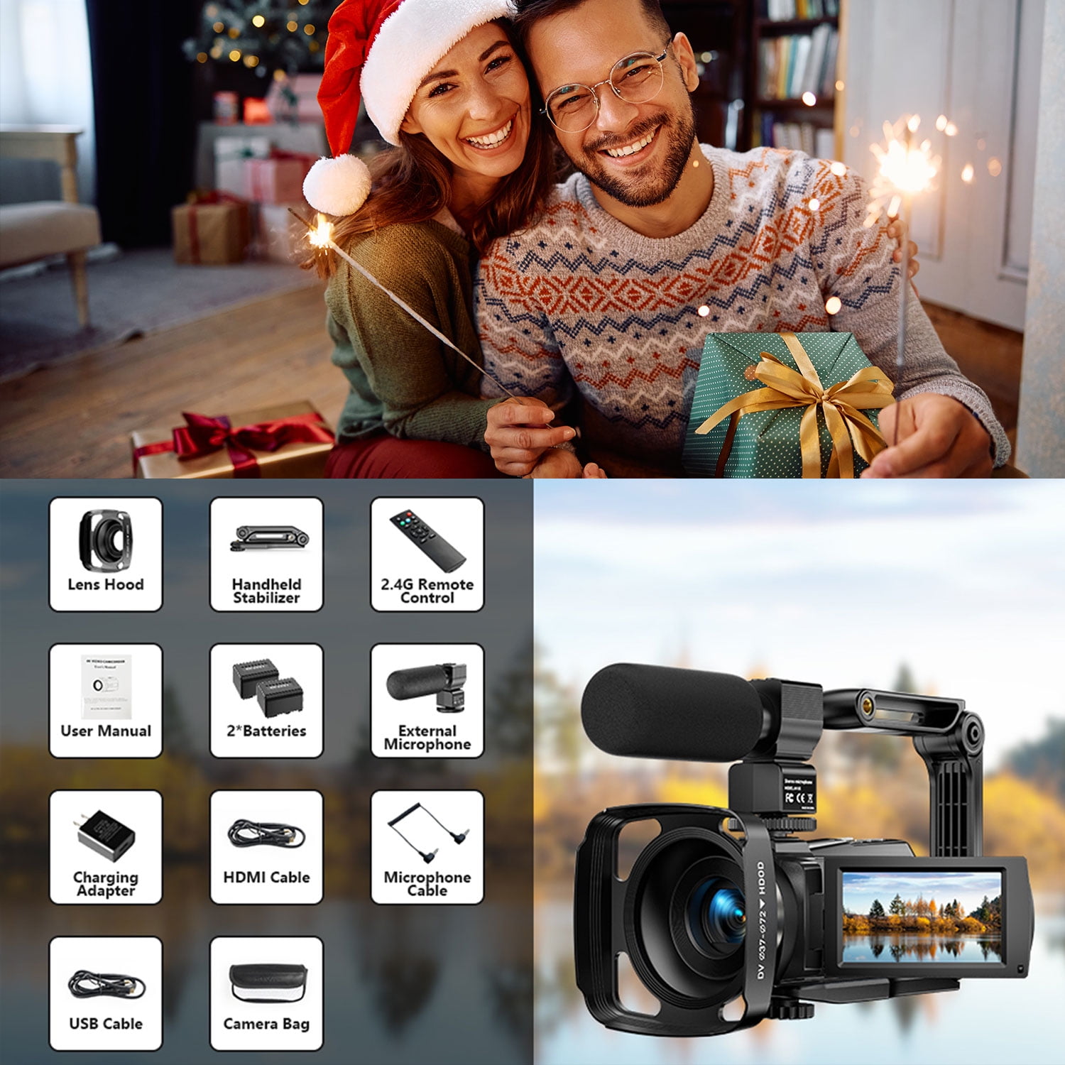 5K Video Camera 48MP UHD Wifi Camcorder IR Night Vision 16X Digital Zoom Vlog Cameras for YouTube