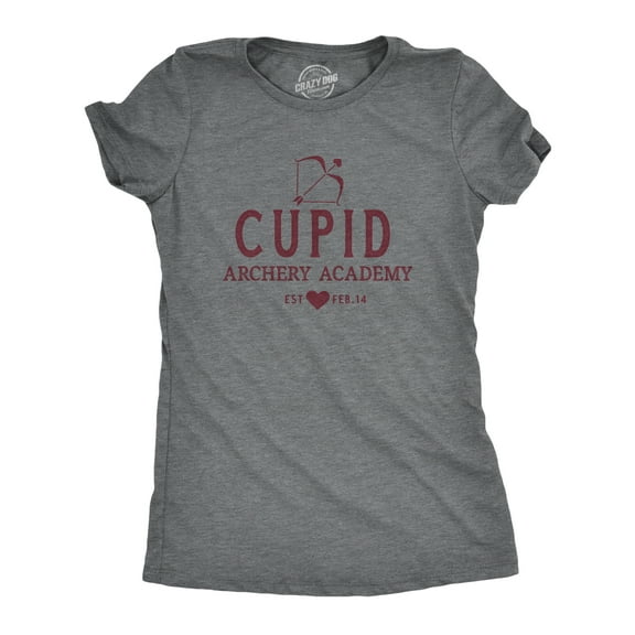 Womens Cupid Archery Academy T Shirt Funny Valentines Day Shirt for Women Womens Graphic Tees