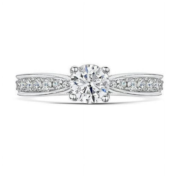 14k White Gold Lab Grown Round Cut 1.05 Ct IGI / GIA Certified Diamond Ring for Women