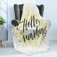 thumbnail image 4 of Hello Sunshine Soft Flannel Fleece Blanket, Hand Drawn Starburst Lines Calligraphic Uplifting Message Weathered Look, Cozy Plush for Indoor and Outdoor Use, 60" x 80", Yellow Black, by Ambesonne, 4 of 5