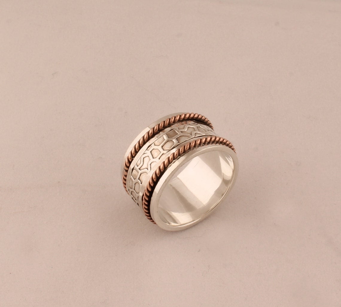 SS DESIGNS Fidget Spinner Ring Handmade 925 Silver Band | Smooth Spinning Anxiety Relief Jewelry for Stress & Meditation