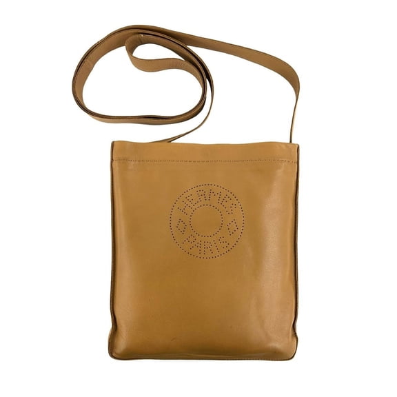 Pre-Owned HERMES Clou de Selle Agneau Milo Leather Shoulder Bag/Pochette, Brown, 87429