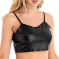 thumbnail image 5 of YiZYiF Womens Casual Patent Leather Crop Top Glossy Tank Tops Vest Clubwear, 5 of 7