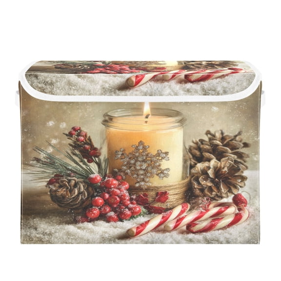 Storage Box With Lid 16.5x12.6x11.8In Foldable Stacked Household Storage Box Christmas Candle