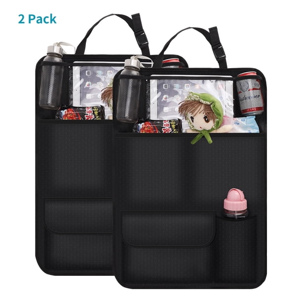 Kick Mats Protector de asiento trasero, paquete de 2 protectores de respaldo de asiento Oxford impermeables, protector de respaldo de asiento de coche para niños, protector de parte trasera